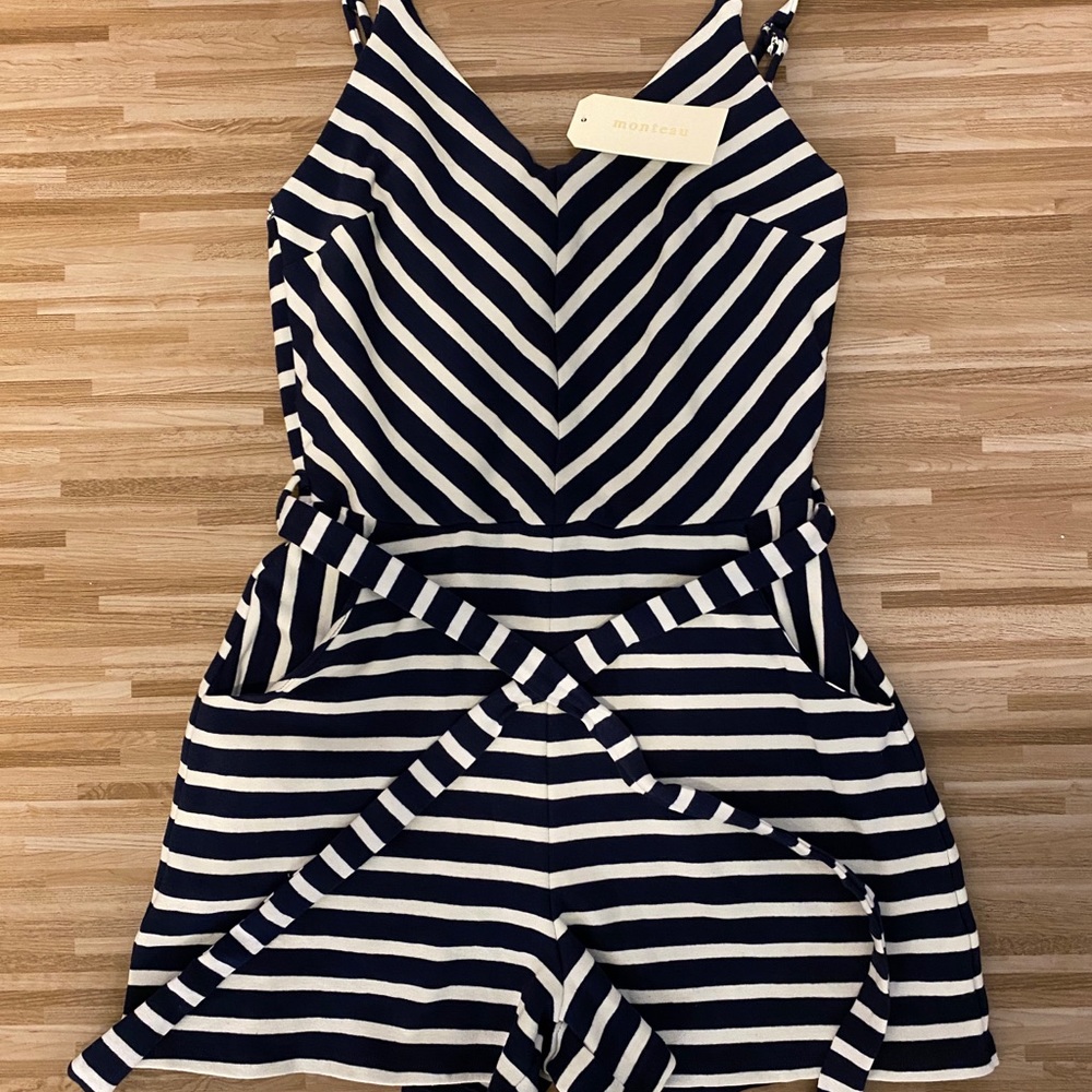 Stripped blue and white romper